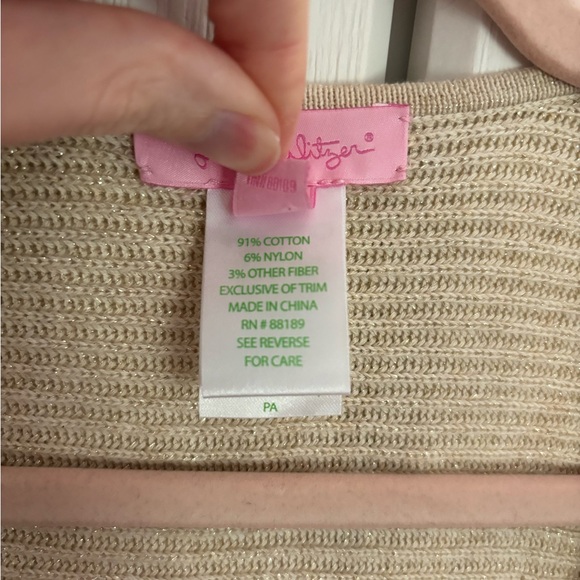 Lilly Pulitzer Andella Gold Knit Tassel Sweater Vest L - Picture 5 of 6